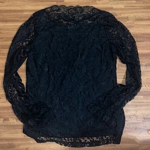Beautiful black lace Adiva long sleeve top NWT